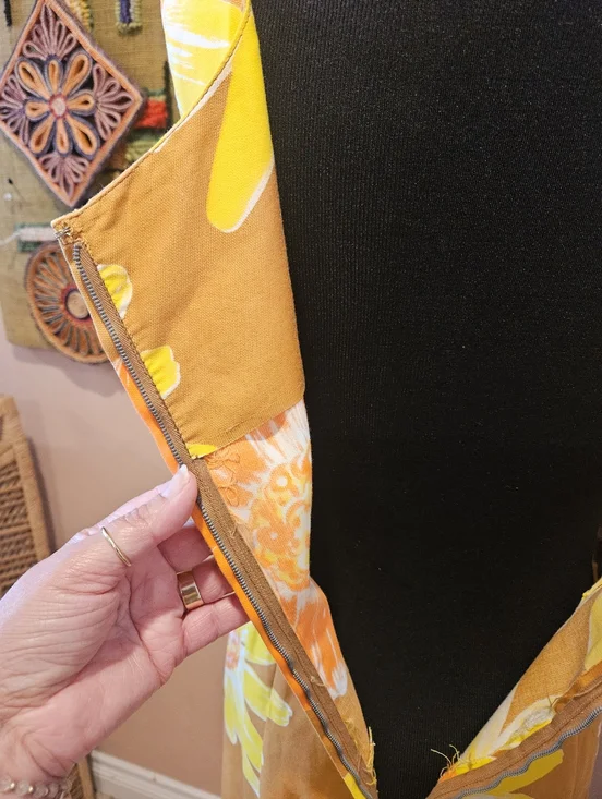 Vintage Handmade Hawaiian Floral Print MCM Wiggle Maxi Dress - Picture 11 of 15